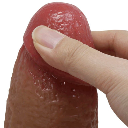 Close-up of the PRETTY LOVE Dildo Achille Ultra Realista 22 CM, showing its realistic skin texture and shape and suction cup base.