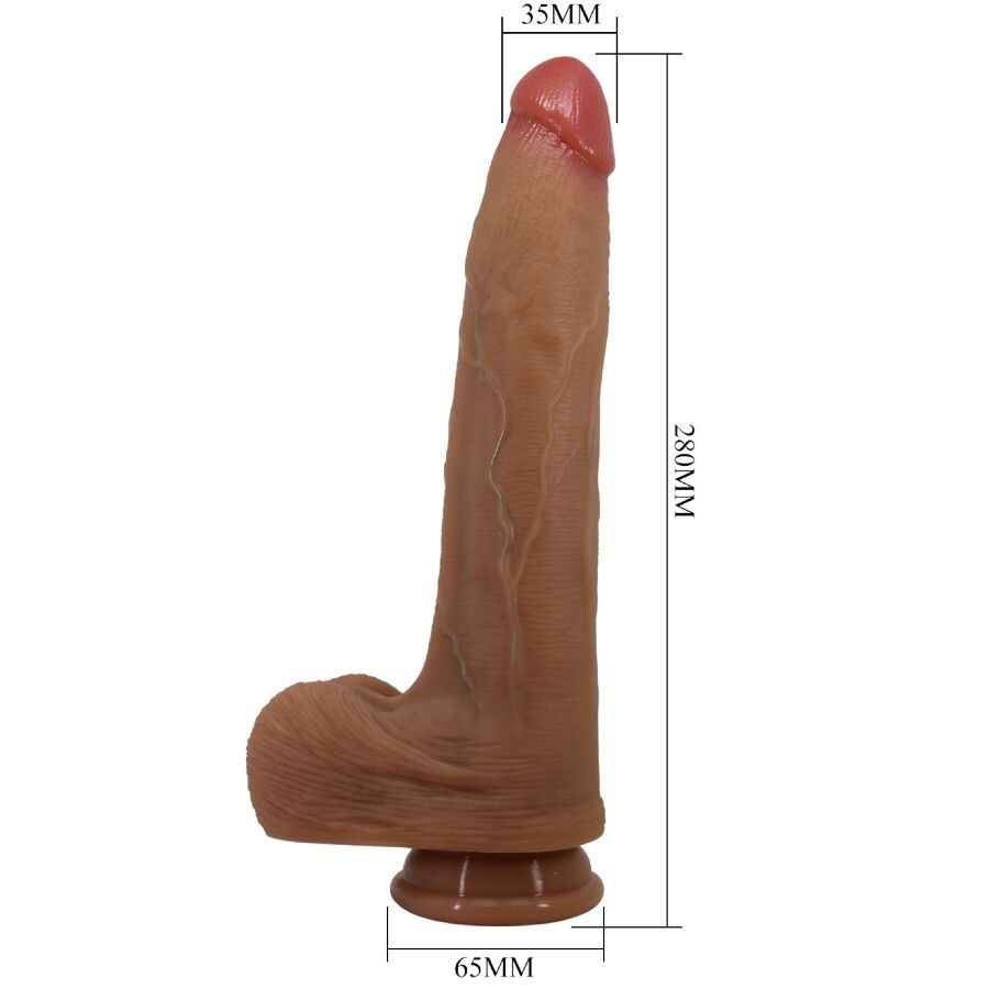 Close-up do PRETTY LOVE Dildo Ultra Realista 28 CM com ventosa, mostrando sua textura e detalhes realistas.