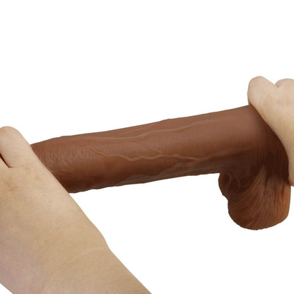 Close-up do PRETTY LOVE Dildo Ultra Realista 28 CM com ventosa, mostrando sua textura e detalhes realistas.