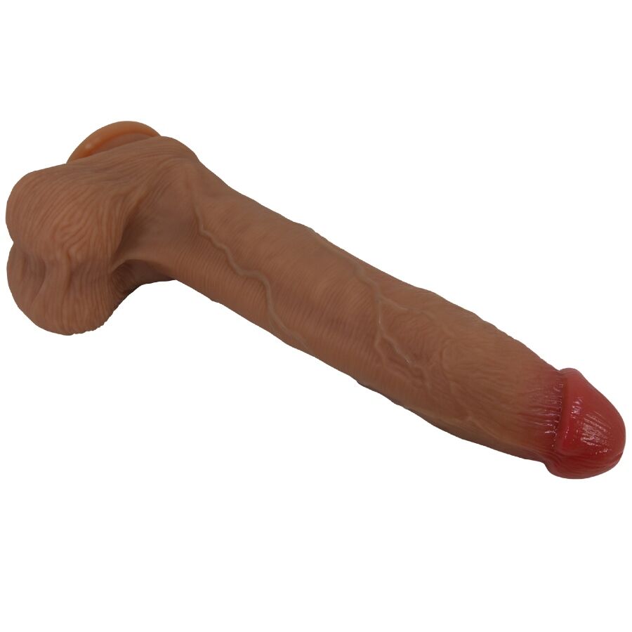 Close-up do PRETTY LOVE Dildo Ultra Realista 28 CM com ventosa, mostrando sua textura e detalhes realistas.