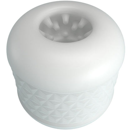 Masturbador masculino PRETTY LOVE Crystal Branco com detalhe da textura interna e dupla entrada