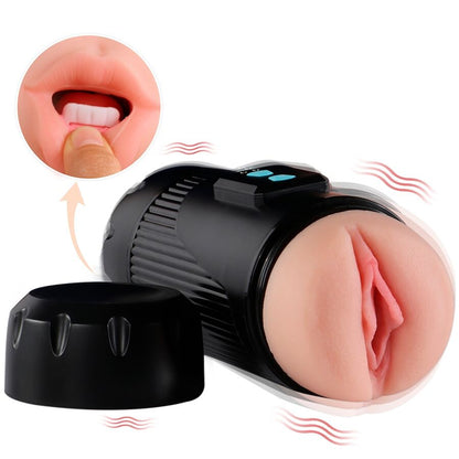 SHEQU - KAY MASTURBADOR DOBLE CON DOBLE BOCA Y VIBRACIÓN VAGINAL