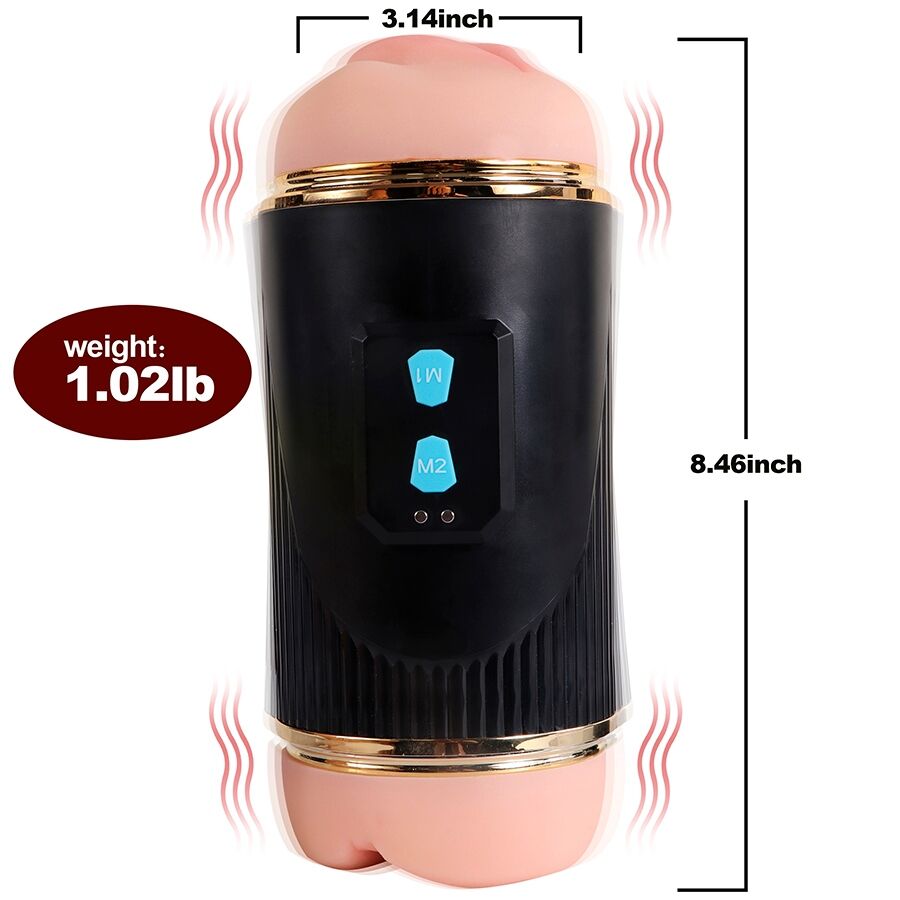 SHEQU - KAY MASTURBADOR DOBLE CON DOBLE BOCA Y VIBRACIÓN VAGINAL