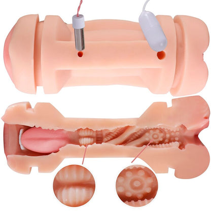 SHEQU - KAY MASTURBADOR DOBLE CON DOBLE BOCA Y VIBRACIÓN VAGINAL