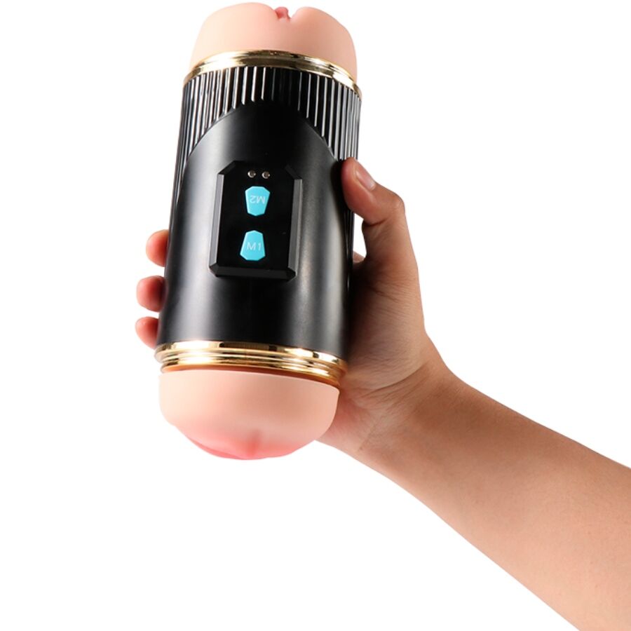 SHEQU - KAY MASTURBADOR DOBLE CON DOBLE BOCA Y VIBRACIÓN VAGINAL