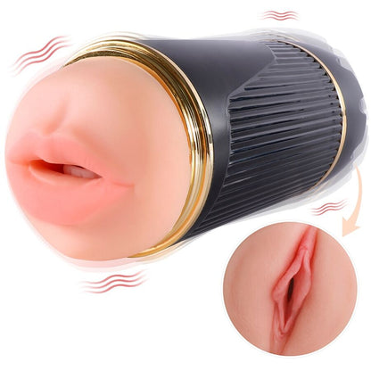 SHEQU - KAY MASTURBADOR DOBLE CON DOBLE BOCA Y VIBRACIÓN VAGINAL