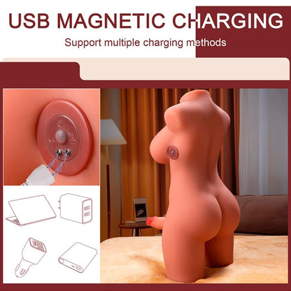 XISE - MIAH LADY BOY TORSO FEMENINO CON DILDO VIBRADOR Y EMPUJADOR 55 CM