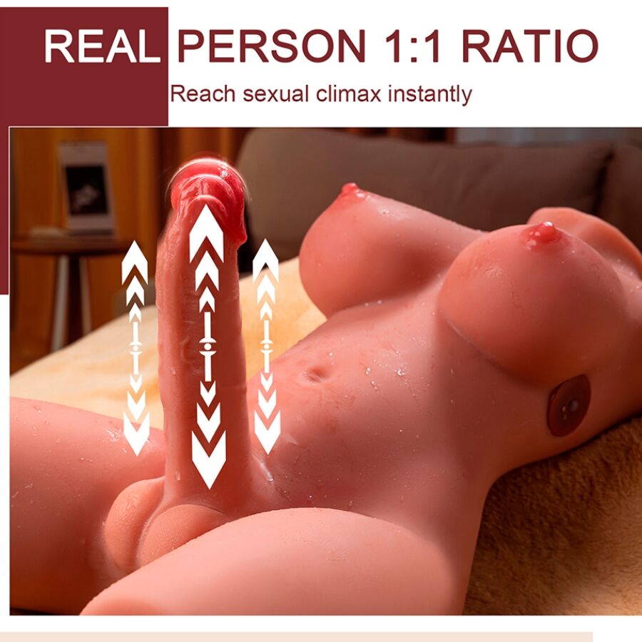 XISE - MIAH LADY BOY TORSO FEMENINO CON DILDO VIBRADOR Y EMPUJADOR 55 CM