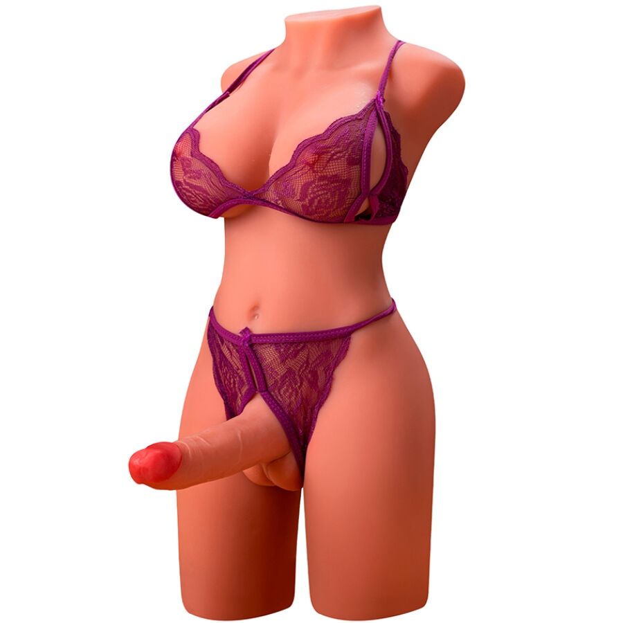 XISE - MIAH LADY BOY TORSO FEMENINO CON DILDO VIBRADOR Y EMPUJADOR 55 CM