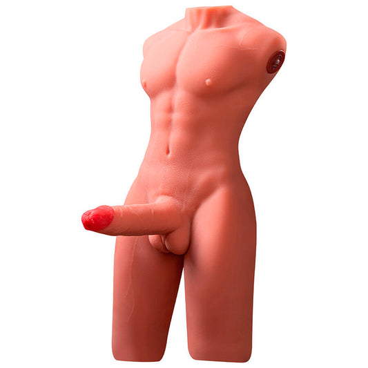 XISE - JASON JUGUETE REALISTA DE MEDIO CUERPO MASCULINO CON FUNCIÓN DE EMPUJAR Y VIBRACIÓN 55 CM