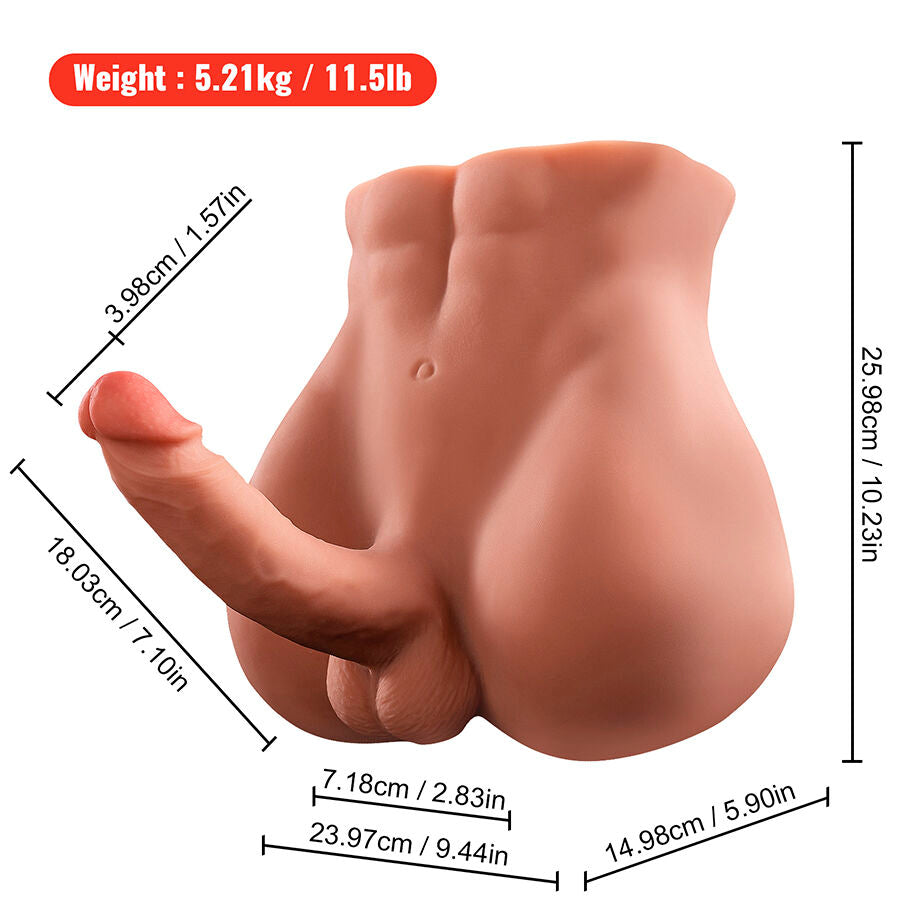XISE - BERTLETT DILDO CULO REALISTA Y MASTURBADOR ANO POSICIÓN FRONTAL CON EMPUJE 18 CM