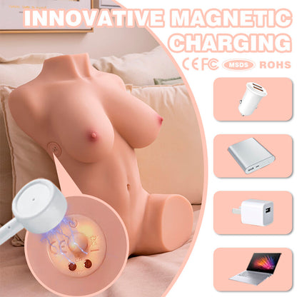 XISE - DANIA, TORSO FEMENINO VIBRADOR REALISTA CON MOVIMIENTO DE EMPUJE, 52 CM