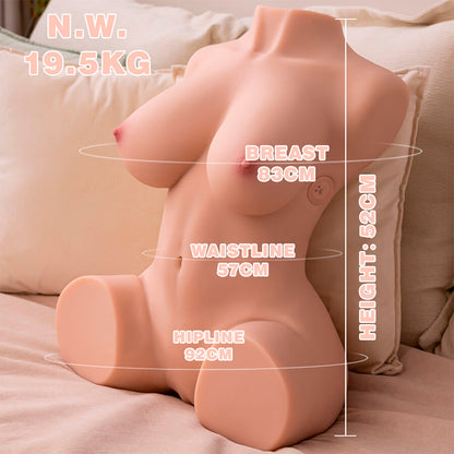 XISE - DANIA, TORSO FEMENINO VIBRADOR REALISTA CON MOVIMIENTO DE EMPUJE, 52 CM