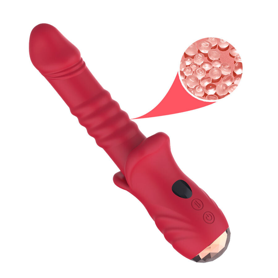 Close-up of the ARMONY Vibrador Dildo Estimulador Ponto A in red, showing its ergonomic design and features.
