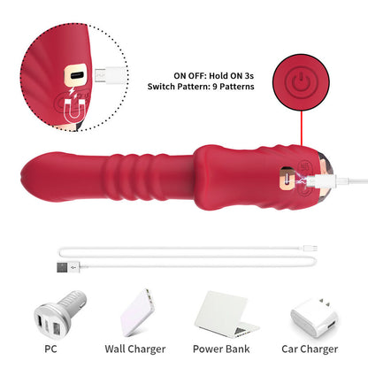 Close-up of the ARMONY Vibrador Dildo Estimulador Ponto A in red, showing its ergonomic design and features.
