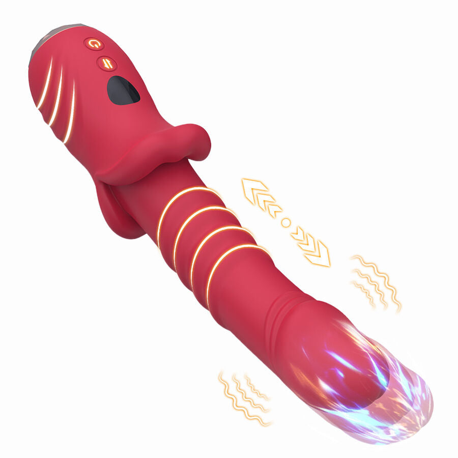 Close-up of the ARMONY Vibrador Dildo Estimulador Ponto A in red, showing its ergonomic design and features.