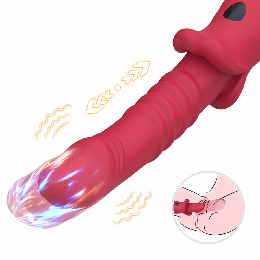 Close-up of the ARMONY Vibrador Dildo Estimulador Ponto A in red, showing its ergonomic design and features.