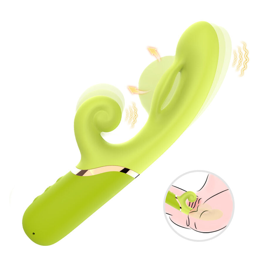 Close-up of the ARMONY Vibrador Estimulador Ponto A Inflável Verde, showing its flexible neck and inflatable tip.