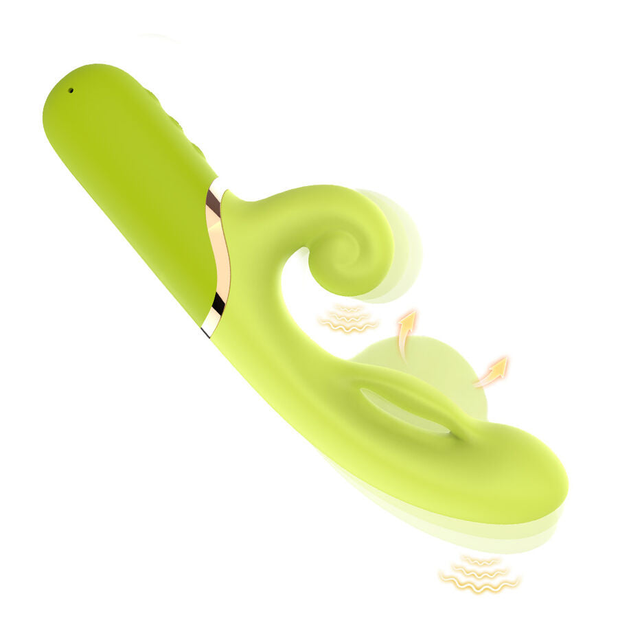 Close-up of the ARMONY Vibrador Estimulador Ponto A Inflável Verde, showing its flexible neck and inflatable tip.