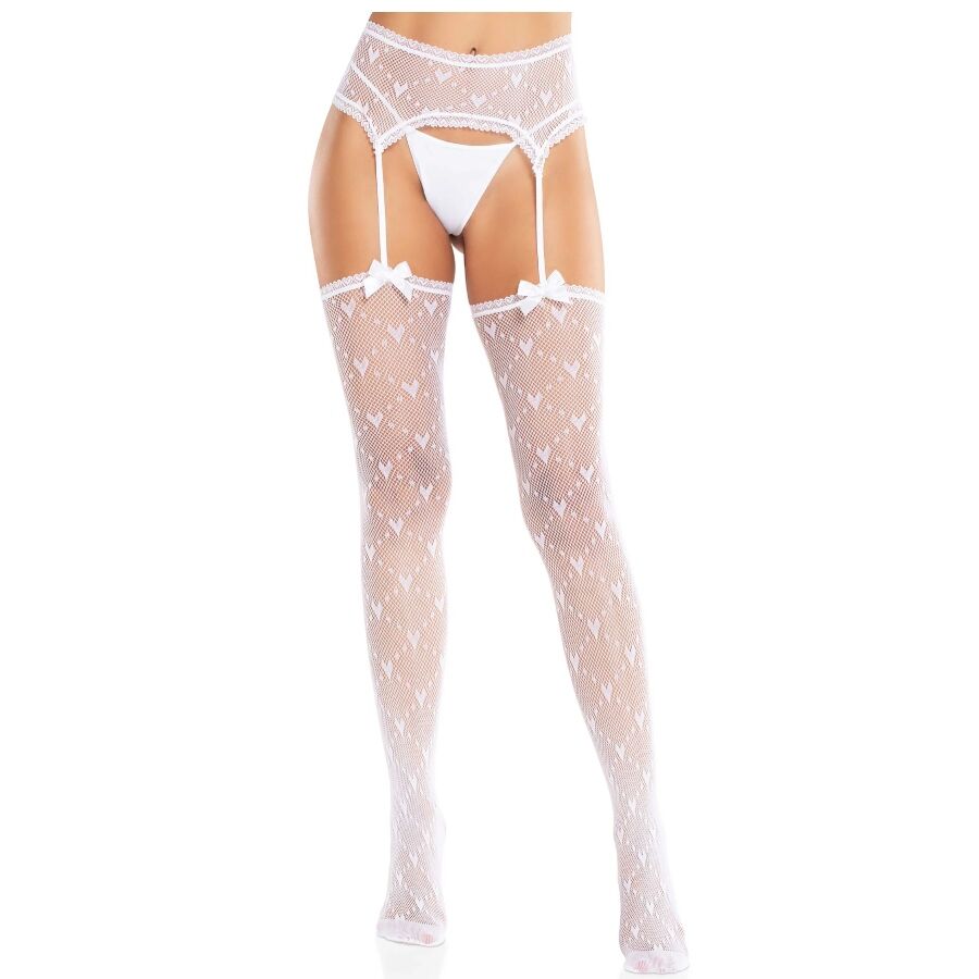 LEG AVENUE - CALCETINES CON FORMA DE CORAZÓN Y BANDAS BLANCAS