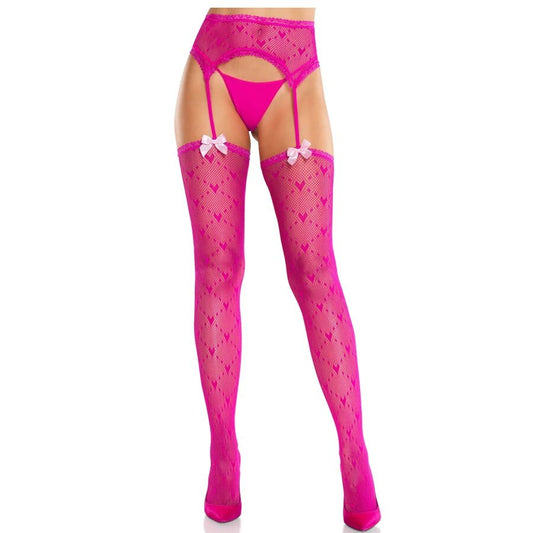 LEG AVENUE - CALCETINES EN FORMA DE CORAZÓN CON GABINATOS MAGENTA