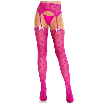LEG AVENUE - CALCETINES EN FORMA DE CORAZÓN CON GABINATOS MAGENTA
