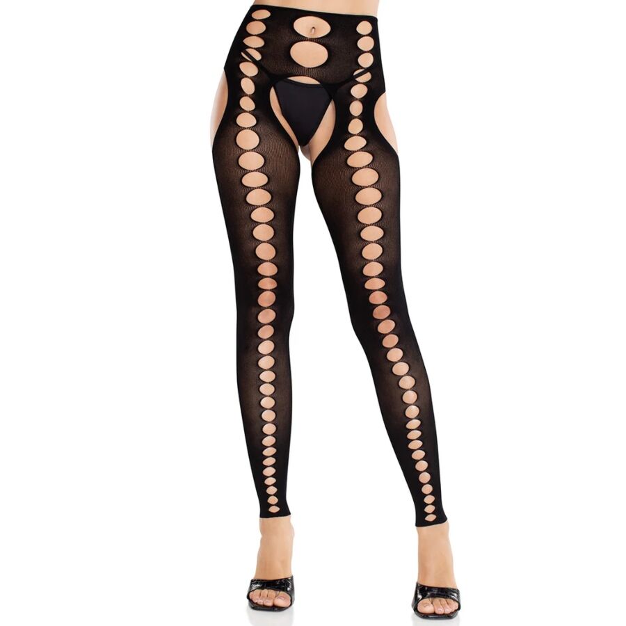 LEG AVENUE - CALCETINES NEGROS OPACOS SIN TIRAS Y SIN COSTURAS