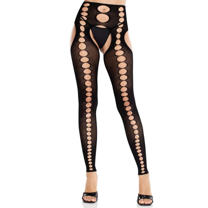 LEG AVENUE - CALCETINES NEGROS OPACOS SIN TIRAS Y SIN COSTURAS