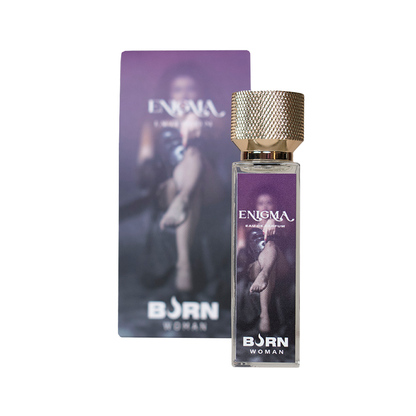 Frasco do BURN Perfume Feminino Enigma 20 ML com sua embalagem elegante
