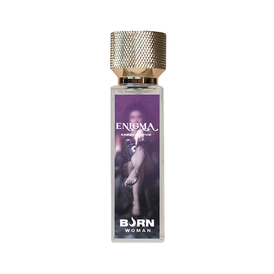 Frasco do BURN Perfume Feminino Enigma 20 ML com sua embalagem elegante
