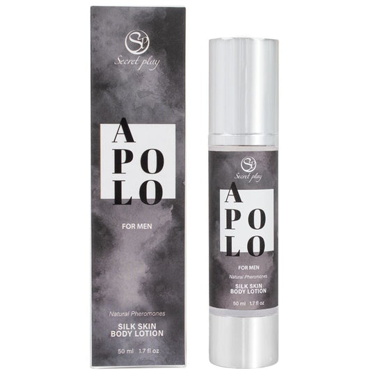 SECRETPLAY Loção Corporal Apolo Silk com Feromonas Masculina 50ml para hidratação e atratividade.