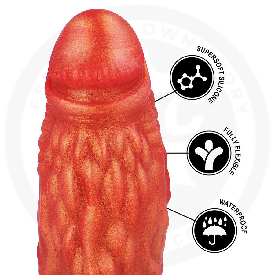 Close-up do Dildo EPIC CYBERSILICOCK Andros Wild Roots, mostrando sua textura orgânica e formato realista.