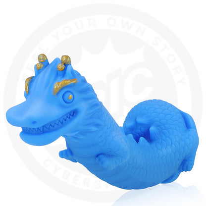 Close-up do Dildo Naga Dragão Celestial EPIC CYBERSILICOCK, mostrando sua textura detalhada e formato imponente.