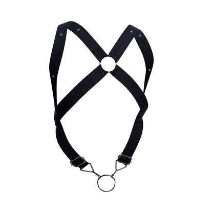 Arnês Cross Back Elástico MaleBasics Preto com detalhes em metal