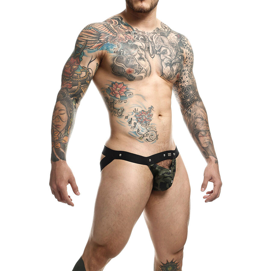 Jockstrap Sportsman Verde MOB - DNGEON, exibindo o design desportivo e sexy.