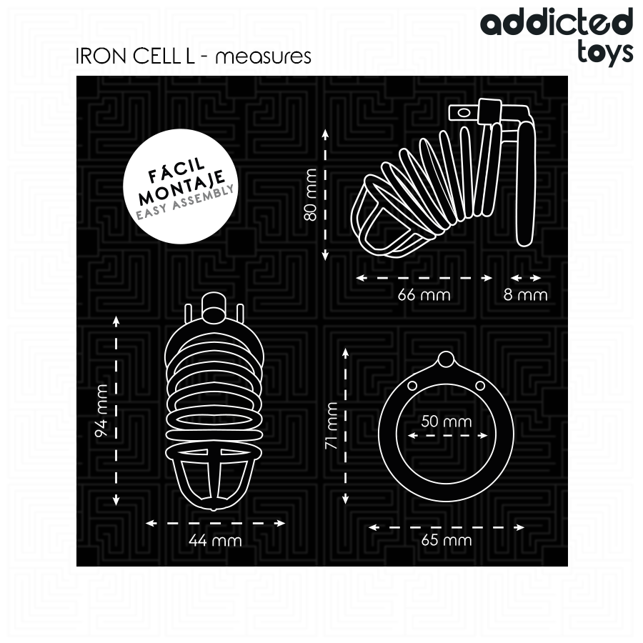 Addicted Toys Locked Iron Cell Gaiola de Castidade de Metal 5cm L