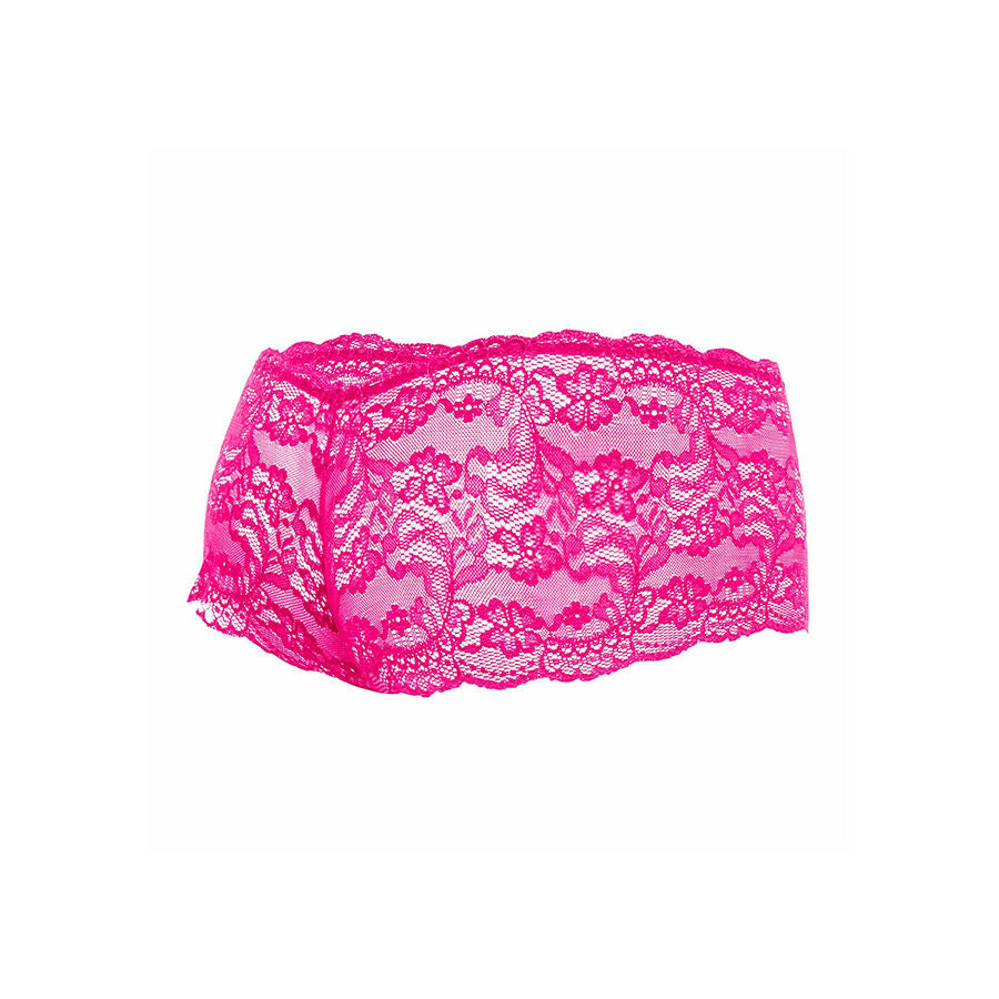 Bóxer de Encaje Transparente Rosa