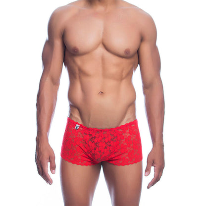 Bóxer de Encaje Rojo Sensual