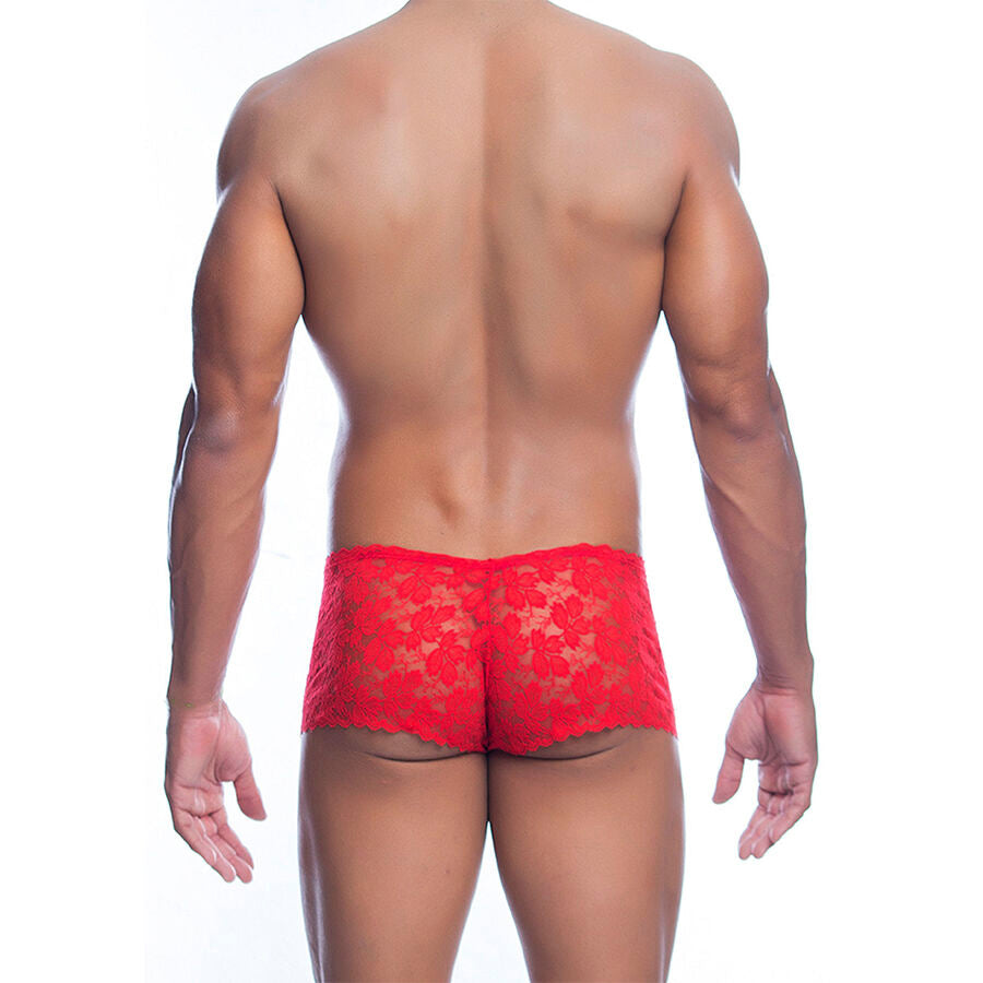 Bóxer de Encaje Rojo Sensual