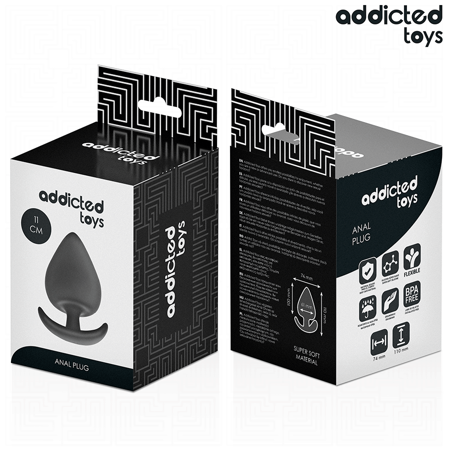 Detalhe do Plug Anal XXL de Silicone da ADDICTED TOYS, destacando seu design ergonómico e tamanho grande.