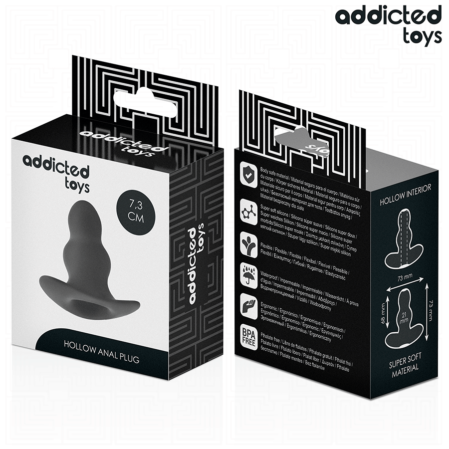 Imagem do Plug Anal Oco Addicted Toys Tamanho S de silicone, exibindo seu design ergonômico e cavidade interna.