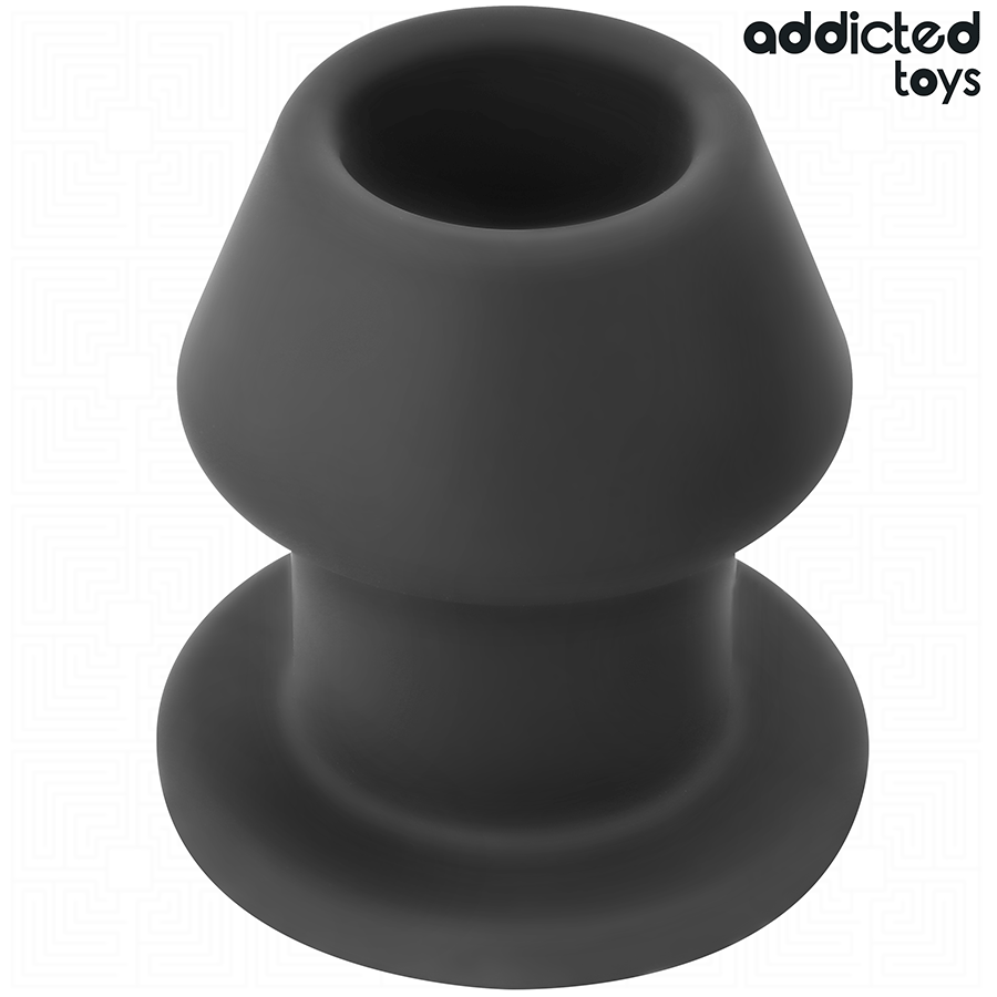 Plug anal extremo oco ADDICTED TOYS de silicone, mostrando seu design e dimensões para uma experiência anal intensa.