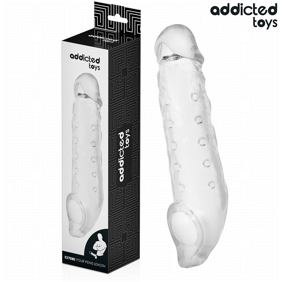 ADDICTED TOYS Extensão de Pénis Transparente Tamanho S 23 CM, para aumento e prazer.