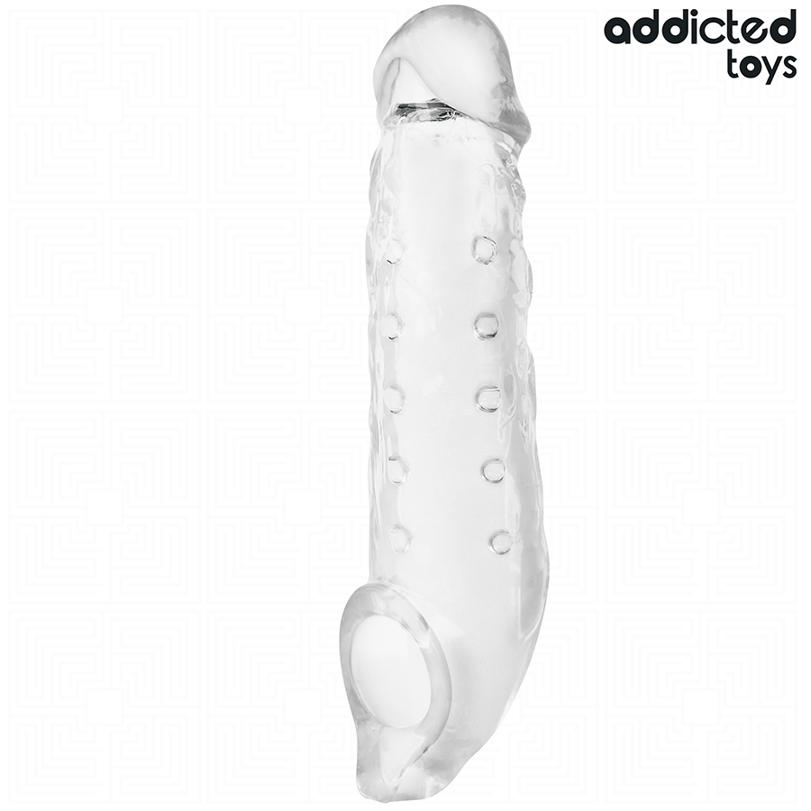 ADDICTED TOYS Extensão de Pénis Transparente Tamanho S 23 CM, para aumento e prazer.