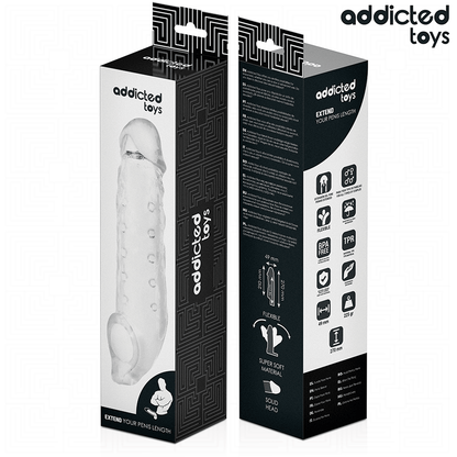 ADDICTED TOYS Extensão de Pénis Transparente Tamanho S 23 CM, para aumento e prazer.
