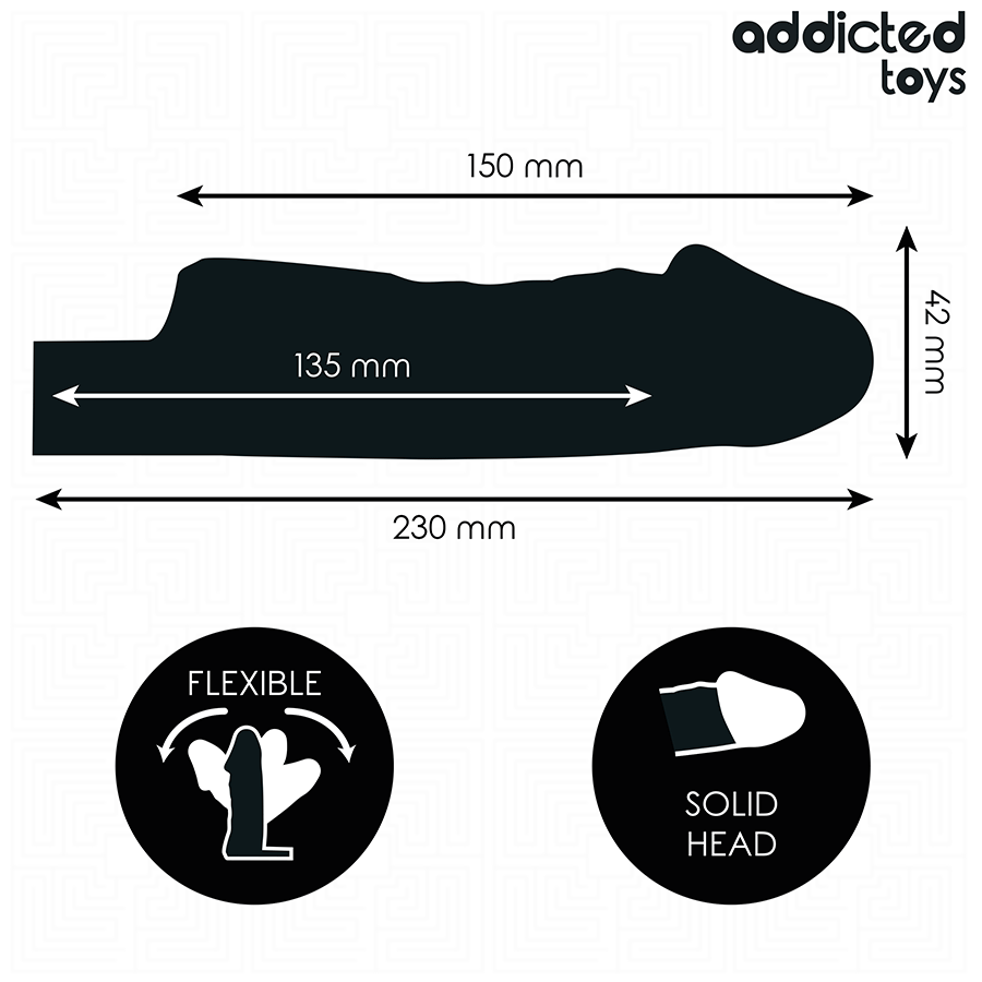 ADDICTED TOYS Extensão de Pénis Transparente Tamanho S 23 CM, para aumento e prazer.