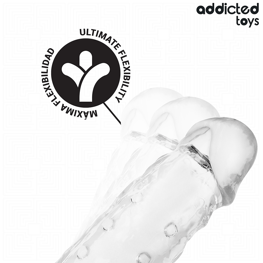 ADDICTED TOYS Extensão de Pénis Transparente Tamanho S 23 CM, para aumento e prazer.