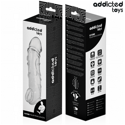 Extensão de Pénis Transparente ADDICTED TOYS 27 CM, para aumento temporário.