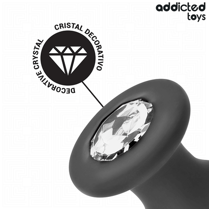 Plug anal Addicted Toys tamanho S com joia, feito de silicone macio e design elegante.