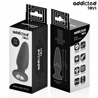 Close-up of the Addicted Toys Large Jeweled Anal Plug made of body-safe silicone.